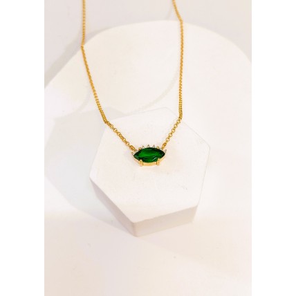 Ασημένιο κολιέ επίχρυσο νυχάκι με ζιργκον SN276